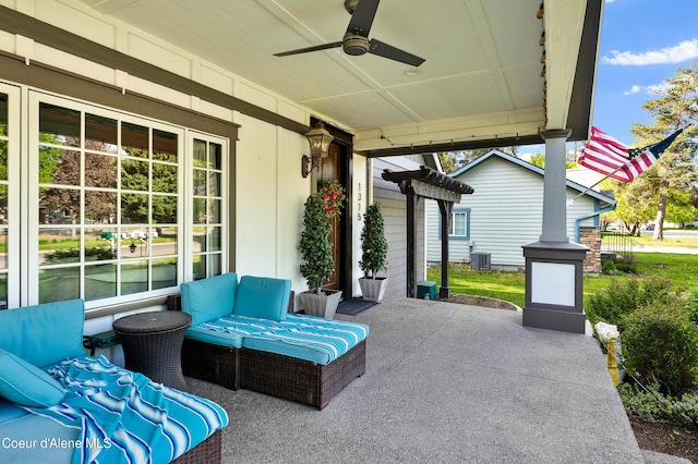 1315 N 10th St, Coeur Dalene, ID 83814 - view of patio / terrace featuring ceiling fan and central air condition unit