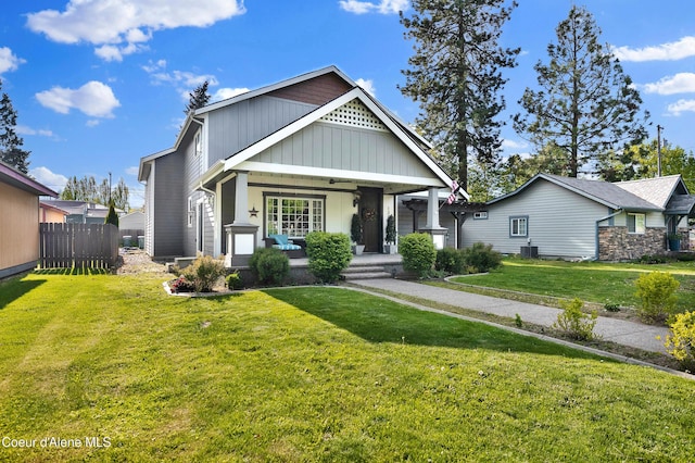 1315 N 10th St, Coeur Dalene, ID 83814 - craftsman inspired home featuring covered porch, board and batten siding, and central AC unit