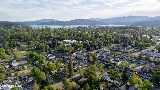 1315 N 10th St, Coeur Dalene, ID 83814 - aerial overview of property's location featuring a water and mountain view
