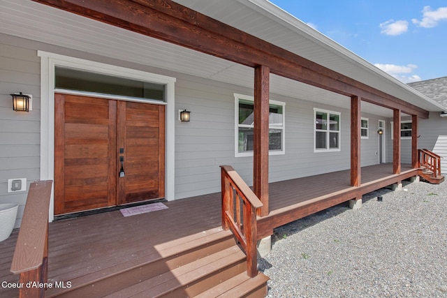 deck featuring a porch