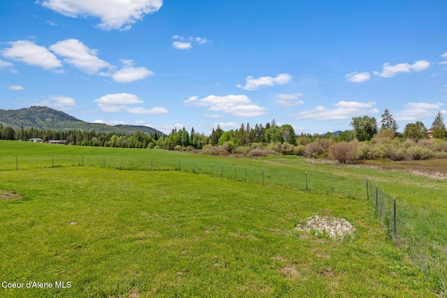 view of yard with a view of rural / pastoral area and a mountain view