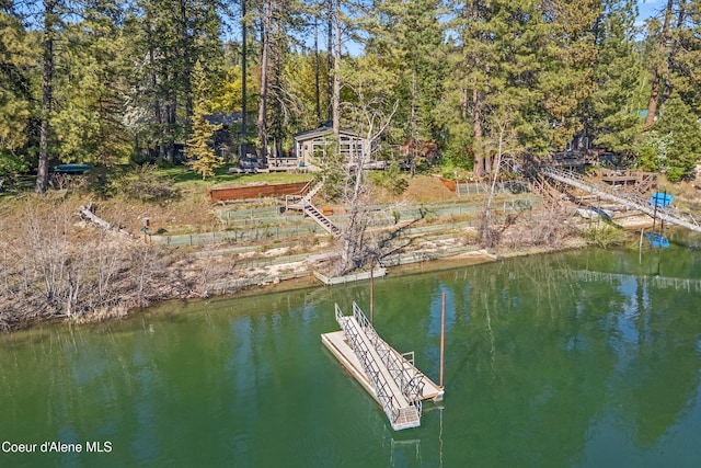 dock area featuring a water view