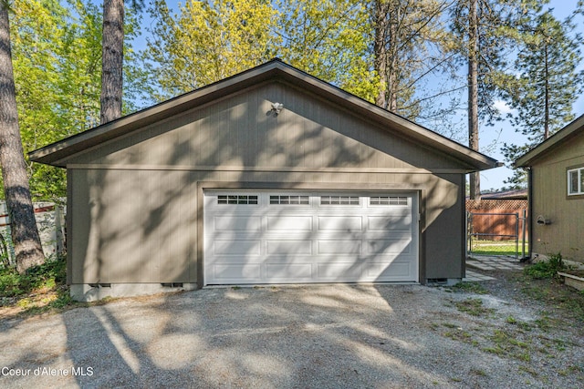 view of detached garage