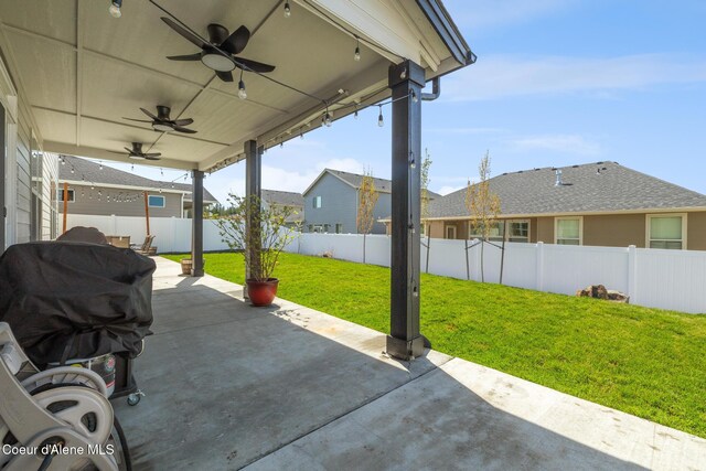 7102 S Hever St, Cheney, WA 99004 - view of patio featuring ceiling fan