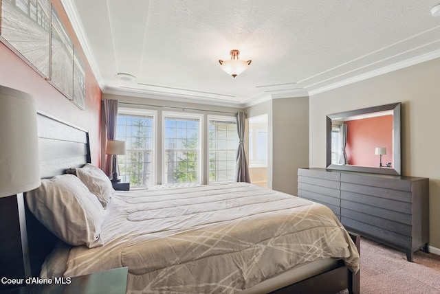 2123 Browning Way, Sandpoint, ID 83864 - bedroom with ornamental molding, carpet flooring, and a textured ceiling