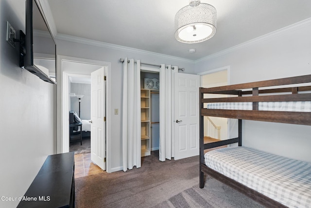 2123 Browning Way, Sandpoint, ID 83864 - bedroom with ornamental molding, carpet flooring, and baseboards