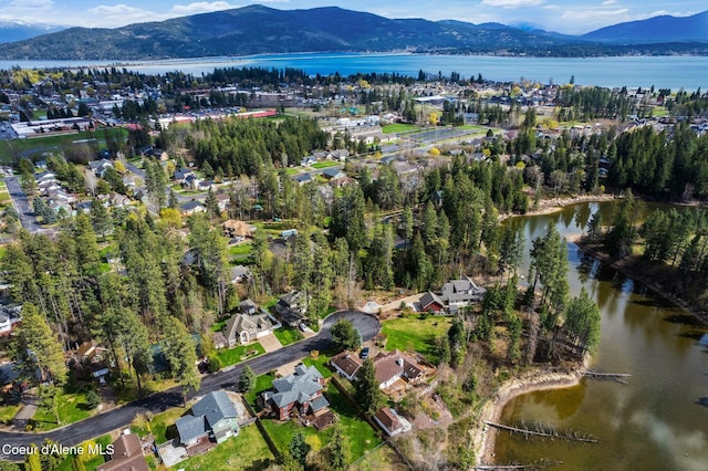 2123 Browning Way, Sandpoint, ID 83864 - drone / aerial view with a water and mountain view