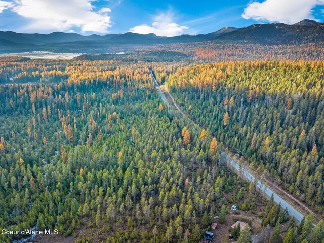 762 Reeder Bay Rd, Nordman, ID 83848 - aerial view of property and surrounding area with a forest and a mountainous background