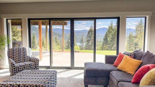 15818 N Morgan Ln, Hayden, ID 83835 - doorway with carpet flooring, plenty of natural light, and a mountain view