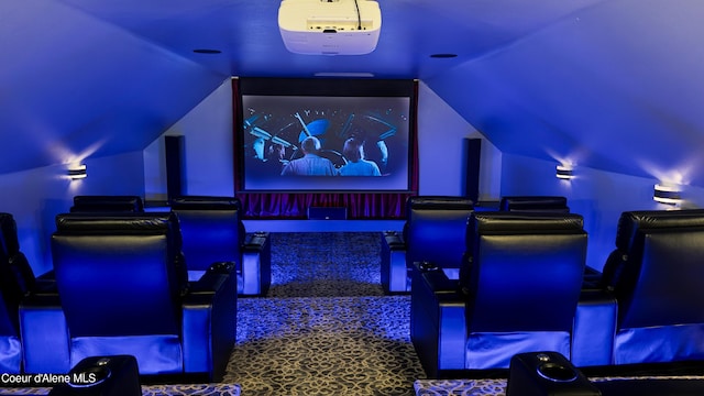 15818 N Morgan Ln, Hayden, ID 83835 - carpeted home theater with lofted ceiling