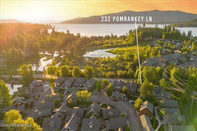 232 Pomrankey Ln, Dover, ID 83825 - aerial view at dusk of a residential view and a water and mountain view