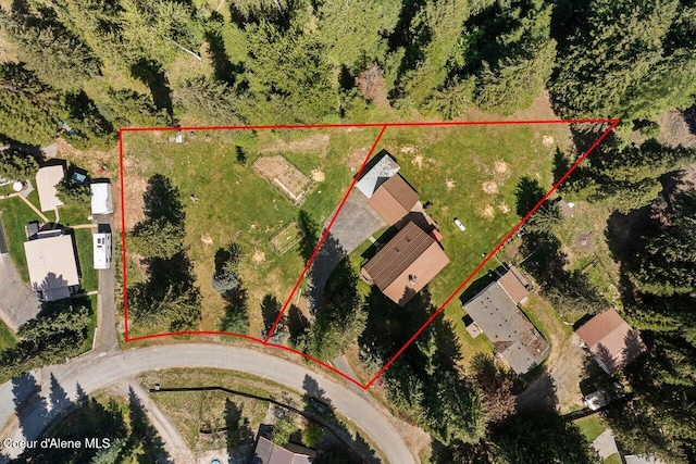 aerial overview of property's location featuring property parcel outlined