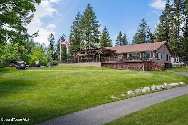 81 Parkland Dr, Blanchard, ID 83804 - view of community with a yard, stairs, and a wooden deck