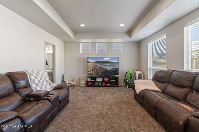 1749 N Minam Loop, Post Falls, ID 83854 - living area with carpet flooring, a raised ceiling, and recessed lighting