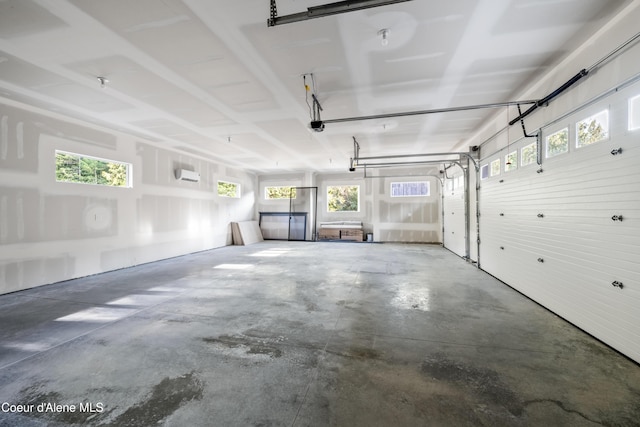 garage featuring an AC wall unit