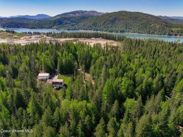 346 Brookfield Rd, Sandpoint, ID 83864 - bird's eye view of a heavily wooded area and a water and mountain view