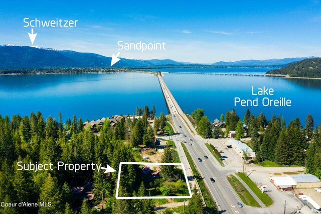 50 Smokehouse Rd, Sagle, ID 83860 - view of property location featuring a water and mountain view, property boundaries highlighted, and a major roadway