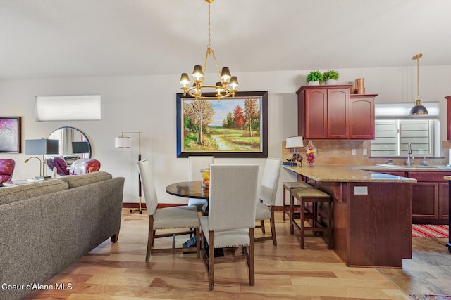 3313 N Rosalia Rd, Coeur Dalene, ID 83814 - dining space with a chandelier and light wood-type flooring