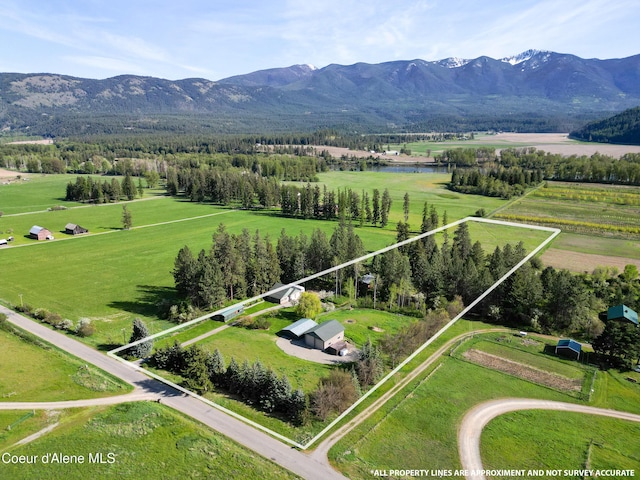 3226 District Two Rd, Bonners Ferry, ID 83805 - view of rural area with property parcel outlined and a water and mountain view