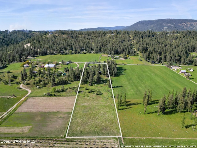 3226 District Two Rd, Bonners Ferry, ID 83805 - bird's eye view with a rural view, a forest view, and a mountain view