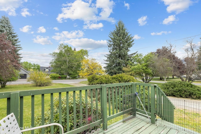deck with a lawn