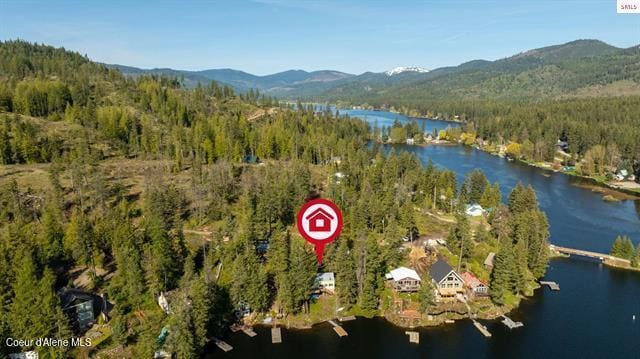24010 N Bridge Lake Rd, Rathdrum, ID 83858 - view of property location with a heavily wooded area and a water and mountain view
