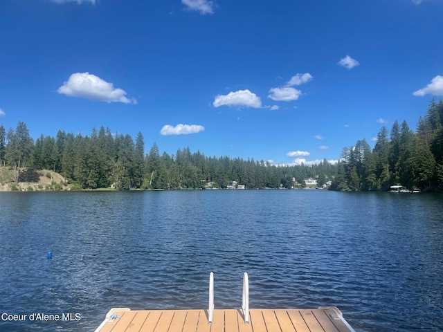 24010 N Bridge Lake Rd, Rathdrum, ID 83858 - dock area featuring a water view and a wooded view