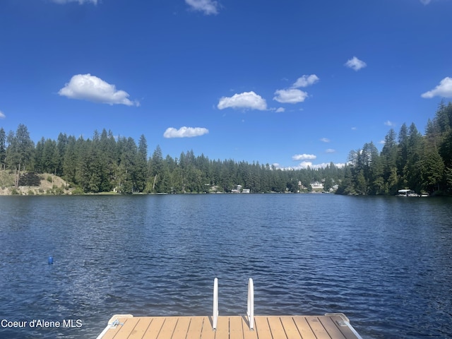 24010 N Bridge Lake Rd, Rathdrum, ID 83858 - dock area featuring a water view and a forest view