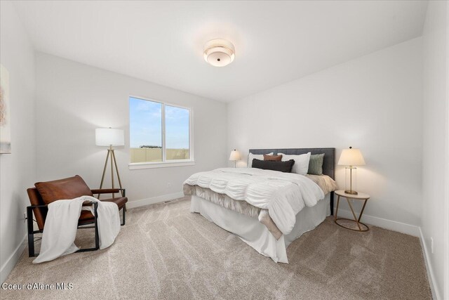 bedroom with baseboards and carpet flooring