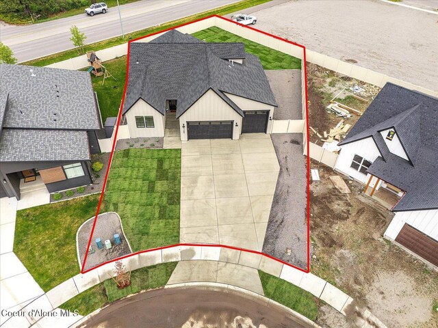 view of subject property with property parcel outlined