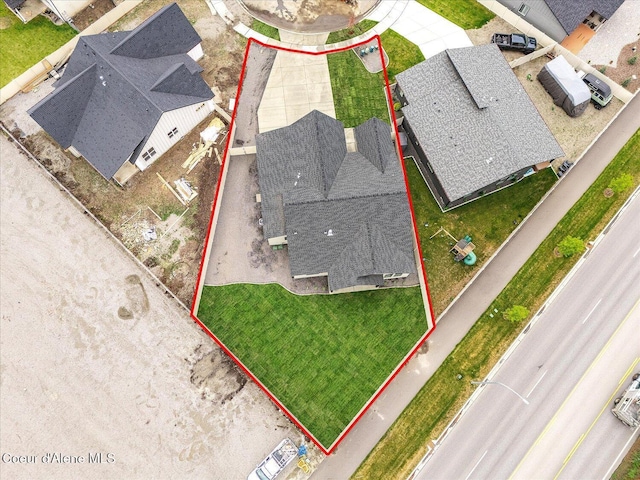 view from above of property featuring property parcel outlined