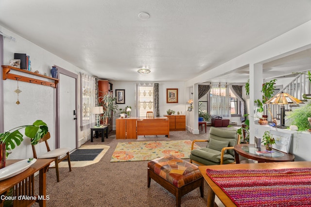 610 W Emma Ave, Coeur Dalene, ID 83814 - living room featuring plenty of natural light, light colored carpet, and a textured ceiling