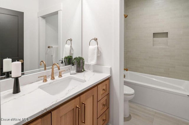 624 Satchel Dr, Spirit Lake, ID 83869 - full bathroom featuring toilet, vanity, and tub / shower combination