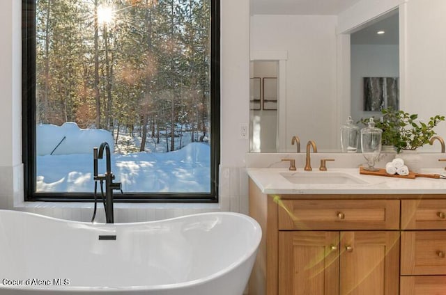 624 Satchel Dr, Spirit Lake, ID 83869 - bathroom with vanity and a soaking tub