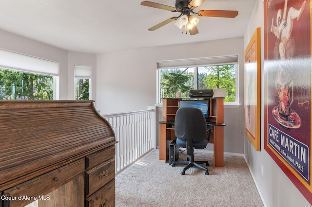 9798 N Willowherb Ct, Hauser, ID 83854 - carpeted office featuring healthy amount of natural light and a ceiling fan