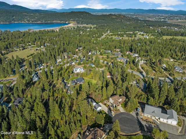 9798 N Willowherb Ct, Hauser, ID 83854 - aerial overview of property's location featuring a forest and a water and mountain view