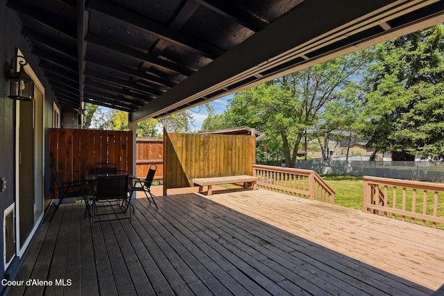 4413 W Pleasant Ln, Post Falls, ID 83854 - wooden terrace featuring outdoor dining space