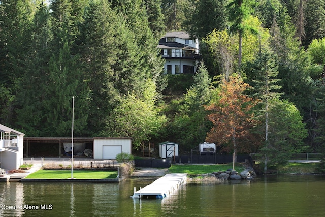 11624 N W Newman Lake Dr, Newman Lake, WA 99025 - dock featuring a water view, a wooded view, and fence
