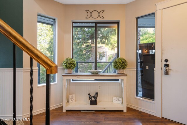 11624 N W Newman Lake Dr, Newman Lake, WA 99025 - doorway with wood finished floors and wainscoting