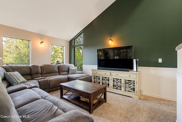 11624 N W Newman Lake Dr, Newman Lake, WA 99025 - carpeted living area with wainscoting and high vaulted ceiling