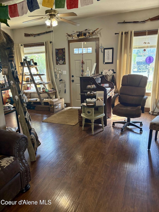 235 S 5th St, Saint Maries, ID 83861 - living area featuring wood-type flooring and ceiling fan