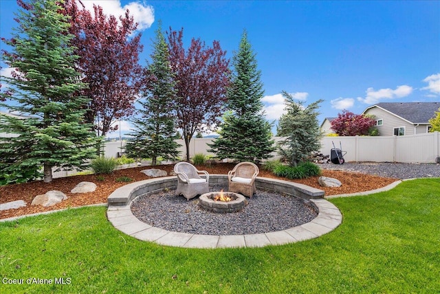 3402 N Croghan Dr, Post Falls, ID 83854 - view of yard featuring an outdoor fire pit