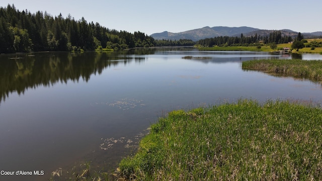 3216 Dufort Rd, Sagle, ID 83860 - water view featuring a mountain backdrop and a forest