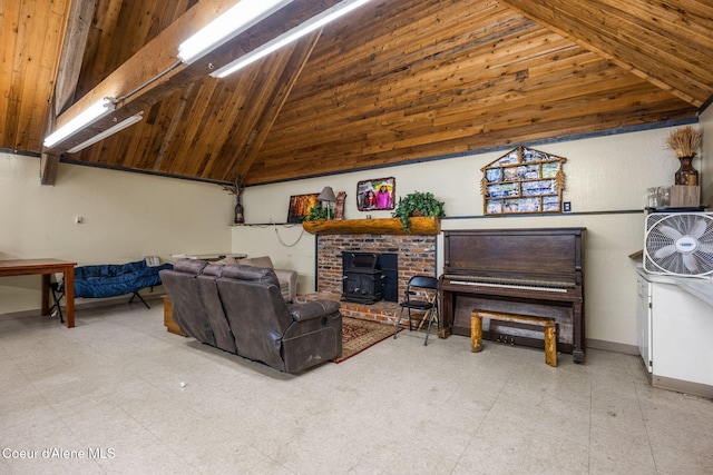8072 W Radmer Rd, Rathdrum, ID 83858 - living area featuring a wood stove and tile patterned floors