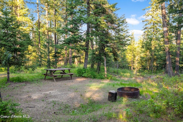 8072 W Radmer Rd, Rathdrum, ID 83858 - surrounding community with a fire pit and a forest view