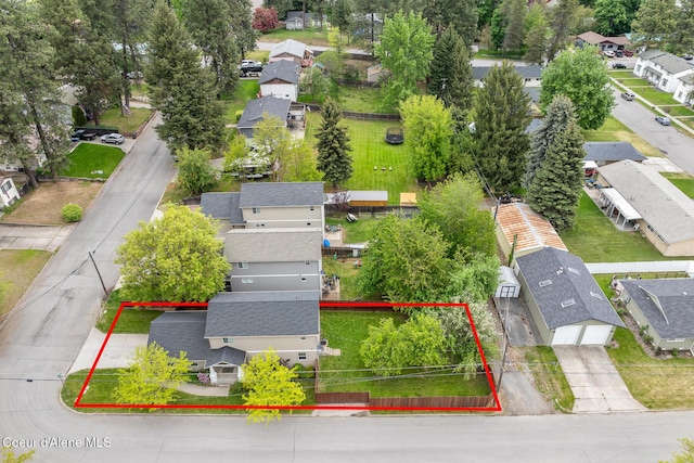 1201 E Locust Ave, Coeur Dalene, ID 83814 - aerial perspective of suburban area with property parcel outlined