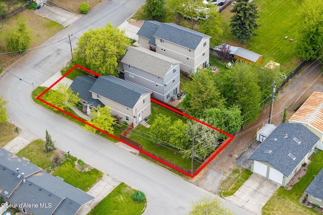 1201 E Locust Ave, Coeur Dalene, ID 83814 - aerial view of residential area with property parcel outlined