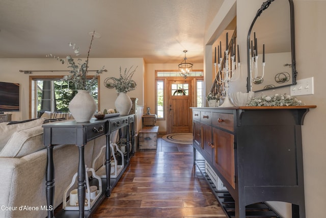 foyer entrance featuring dark wood finished floors