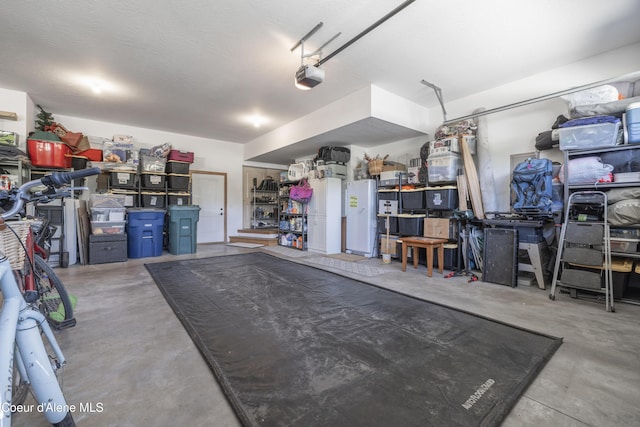 garage with a garage door opener