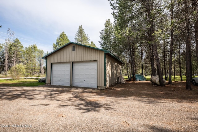 view of detached garage